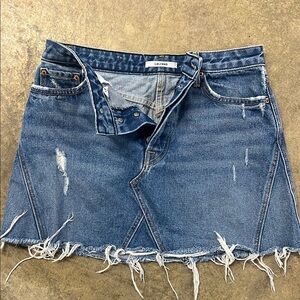 GRLFLND Distressed Blue Denim Skirt